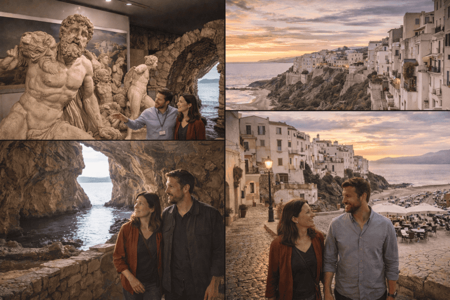 Walking tour of the village of Sperlonga and a visit to the Villa of Tiberius